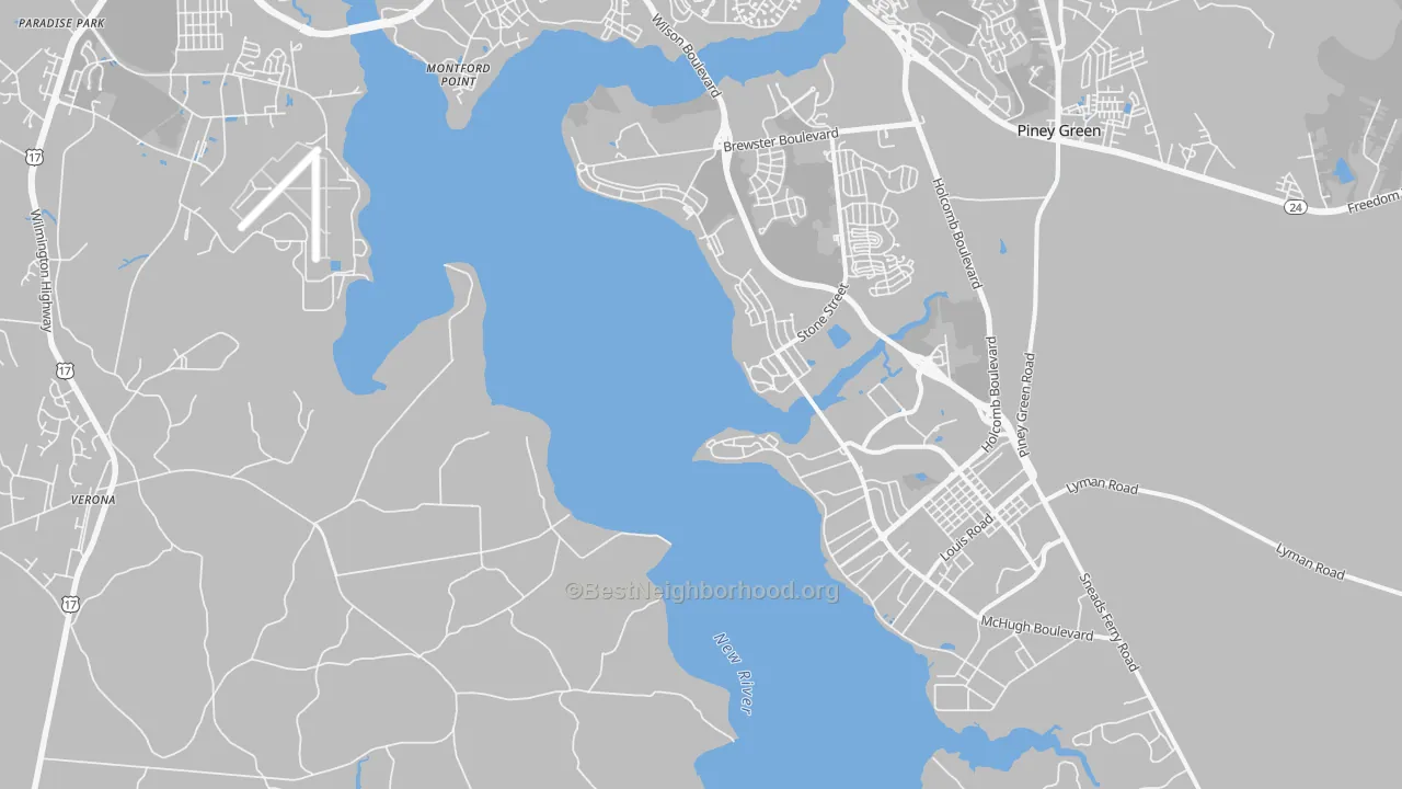 Transit Grade map of Camp Lejeune, NC