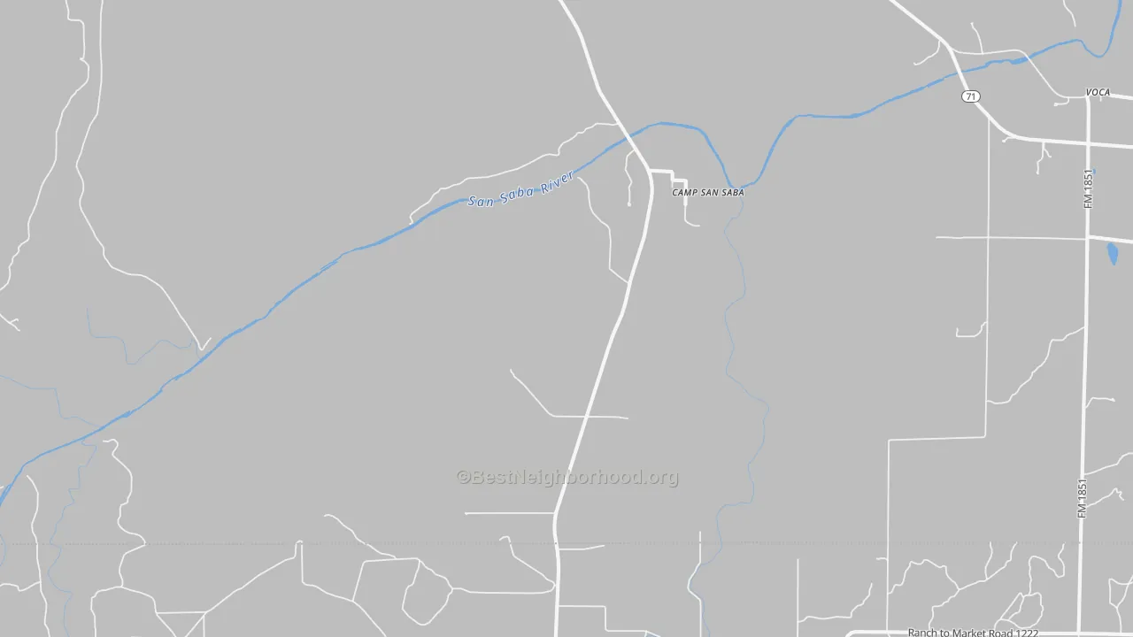 Transit Grade map of Camp San Saba, TX