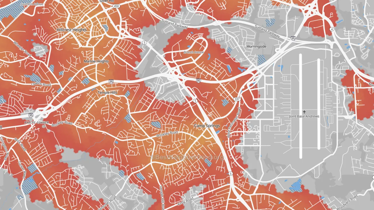 Transit Grade map of Camp Springs, MD