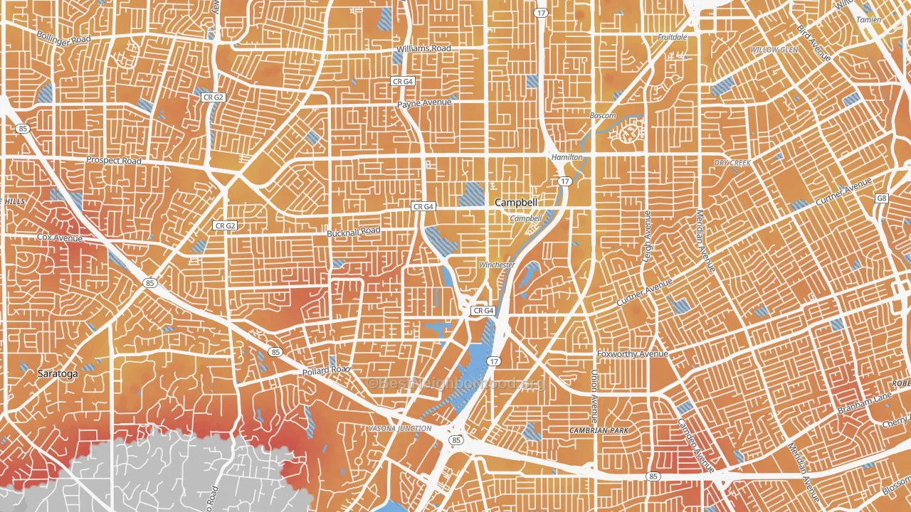 Transit Grade map of Campbell, CA