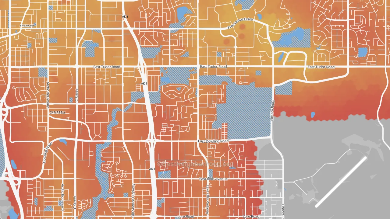 Transit Grade map of Campbell Park, Anchorage, AK