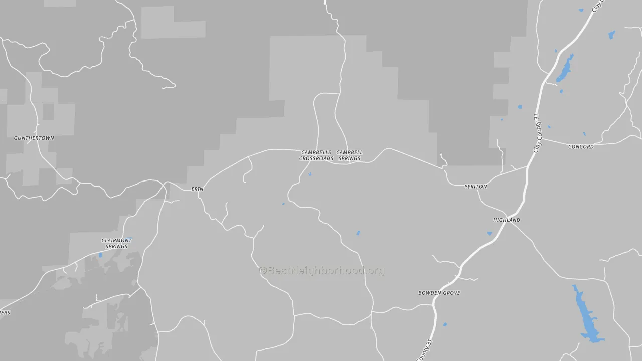 Transit Grade map of Campbells Crossroads, AL