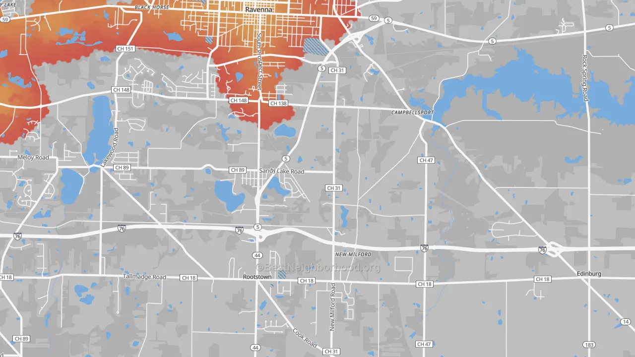 Transit Grade map of Campbellsport, OH