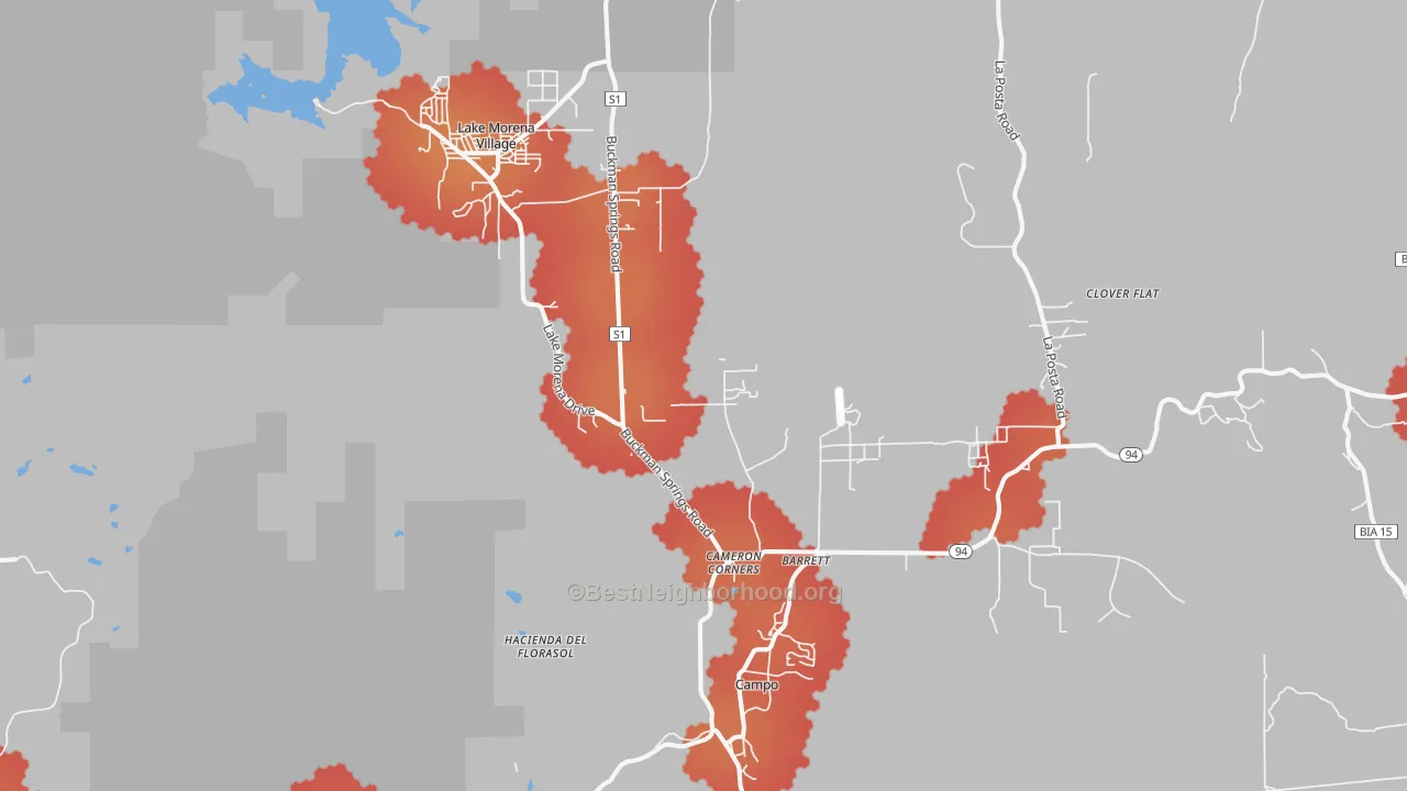 Transit Grade map of Campo, CA