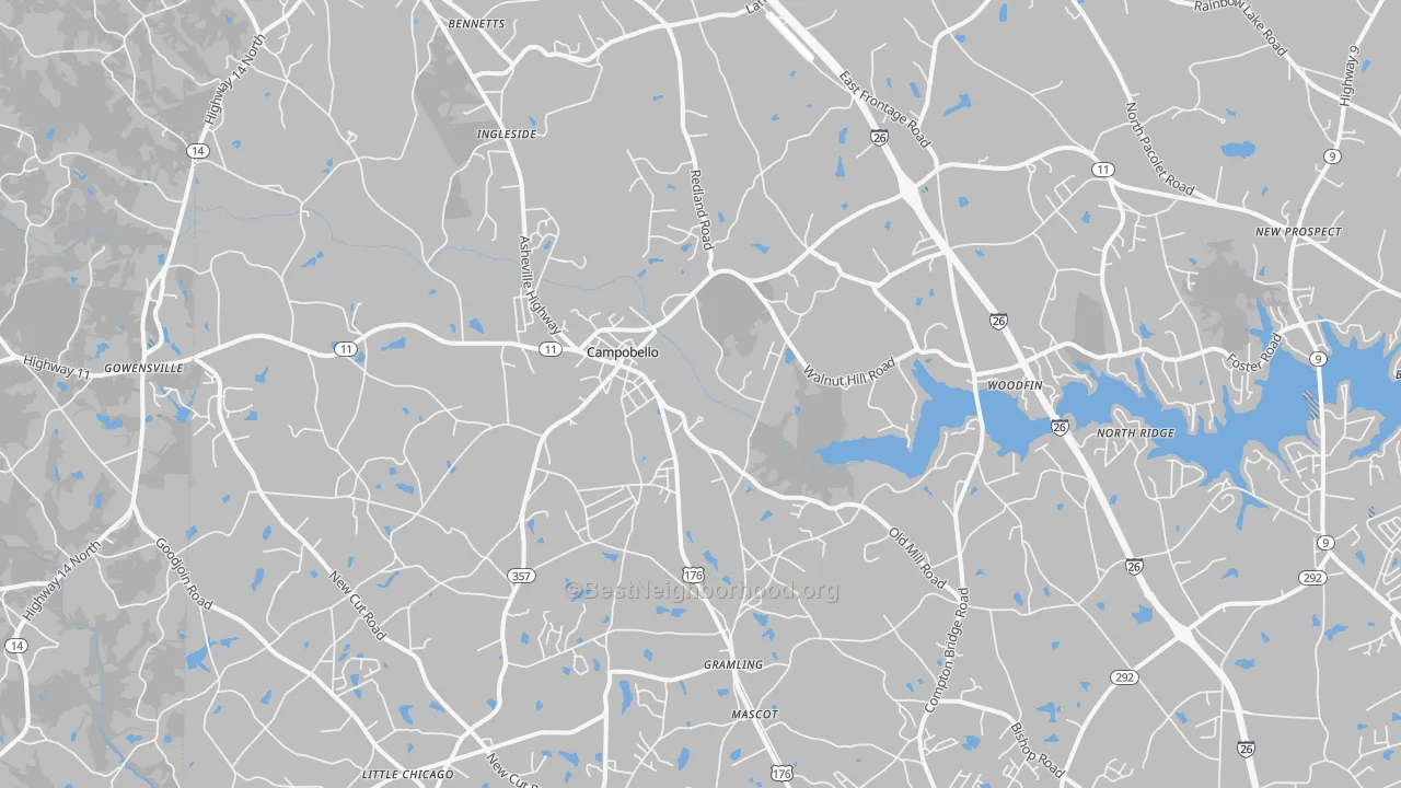 Transit Grade map of Campobello, SC