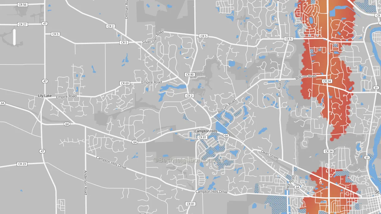 Transit Grade map of Campton Hills, IL