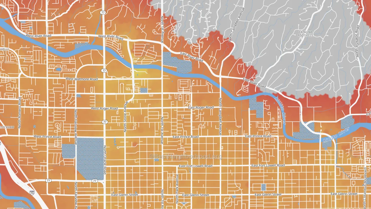 Transit Grade map of Campus Farm, Tucson, AZ