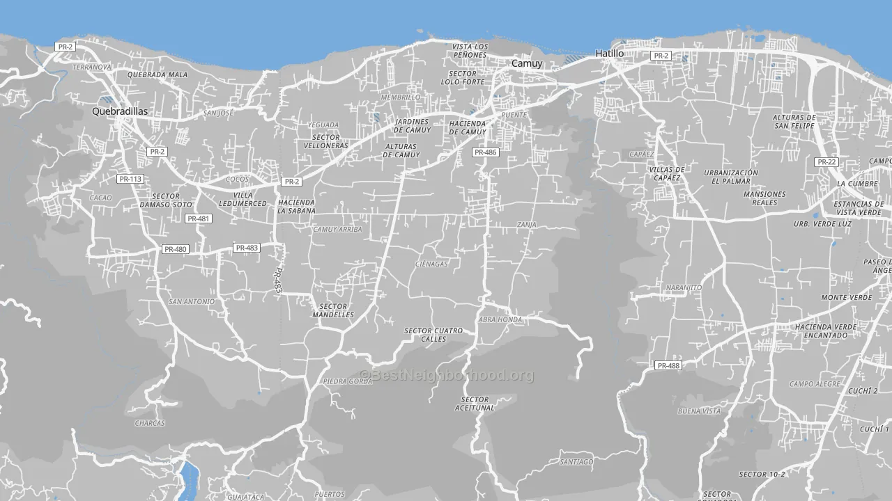 Transit Grade map of Camuy Municipio, PR