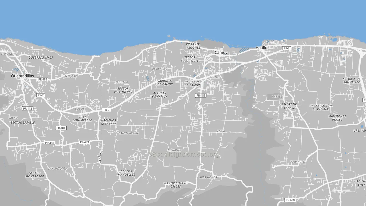 Transit Grade map of Camuy, PR