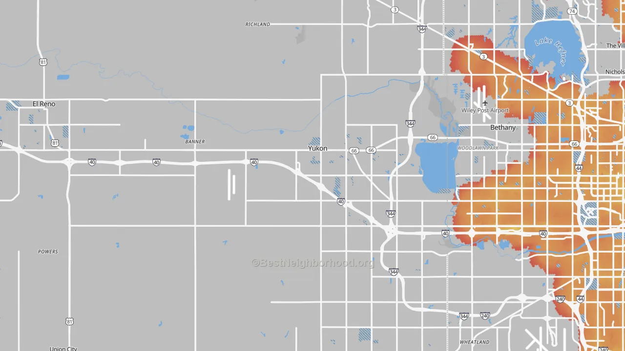 Transit Grade map of Canadian County, OK
