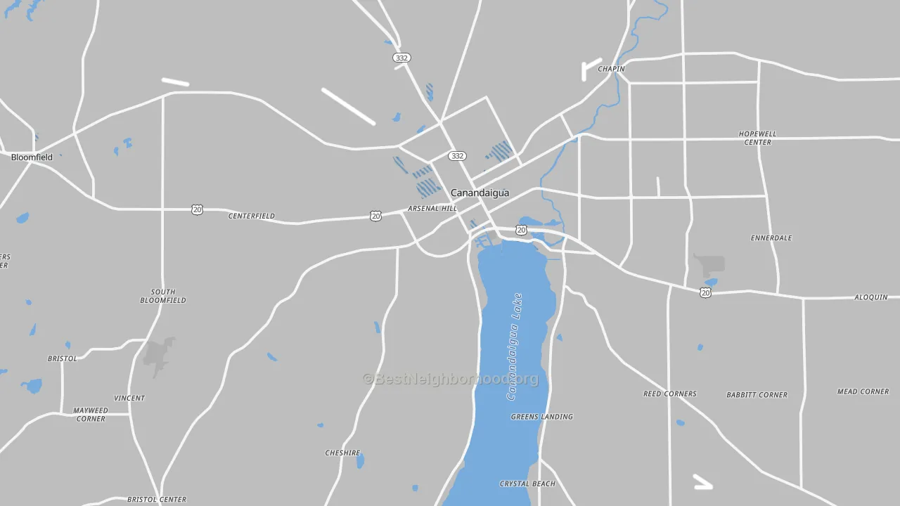 Transit Grade map of Canandaigua, NY