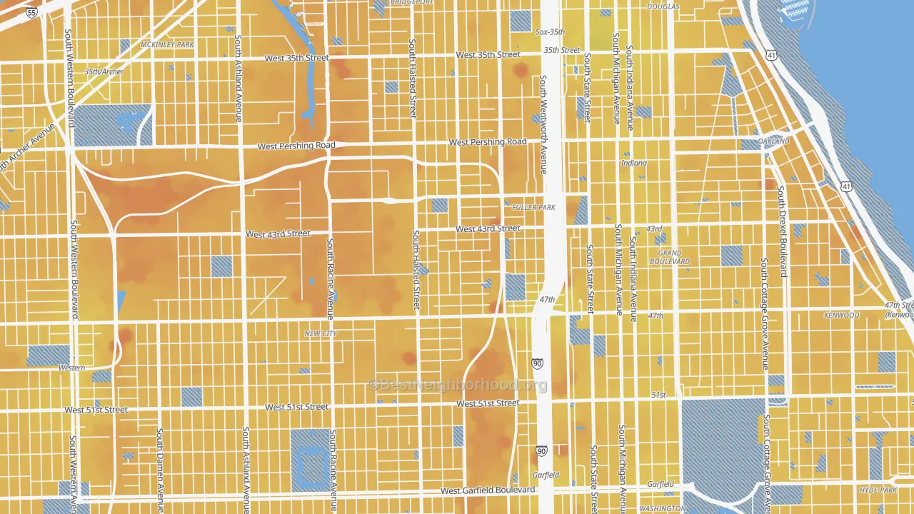Transit Grade map of Canaryville, Chicago, IL