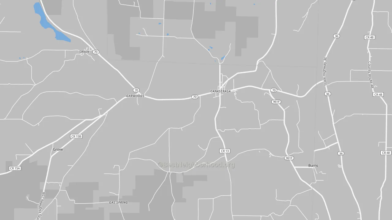 Transit Grade map of Canaseraga, NY