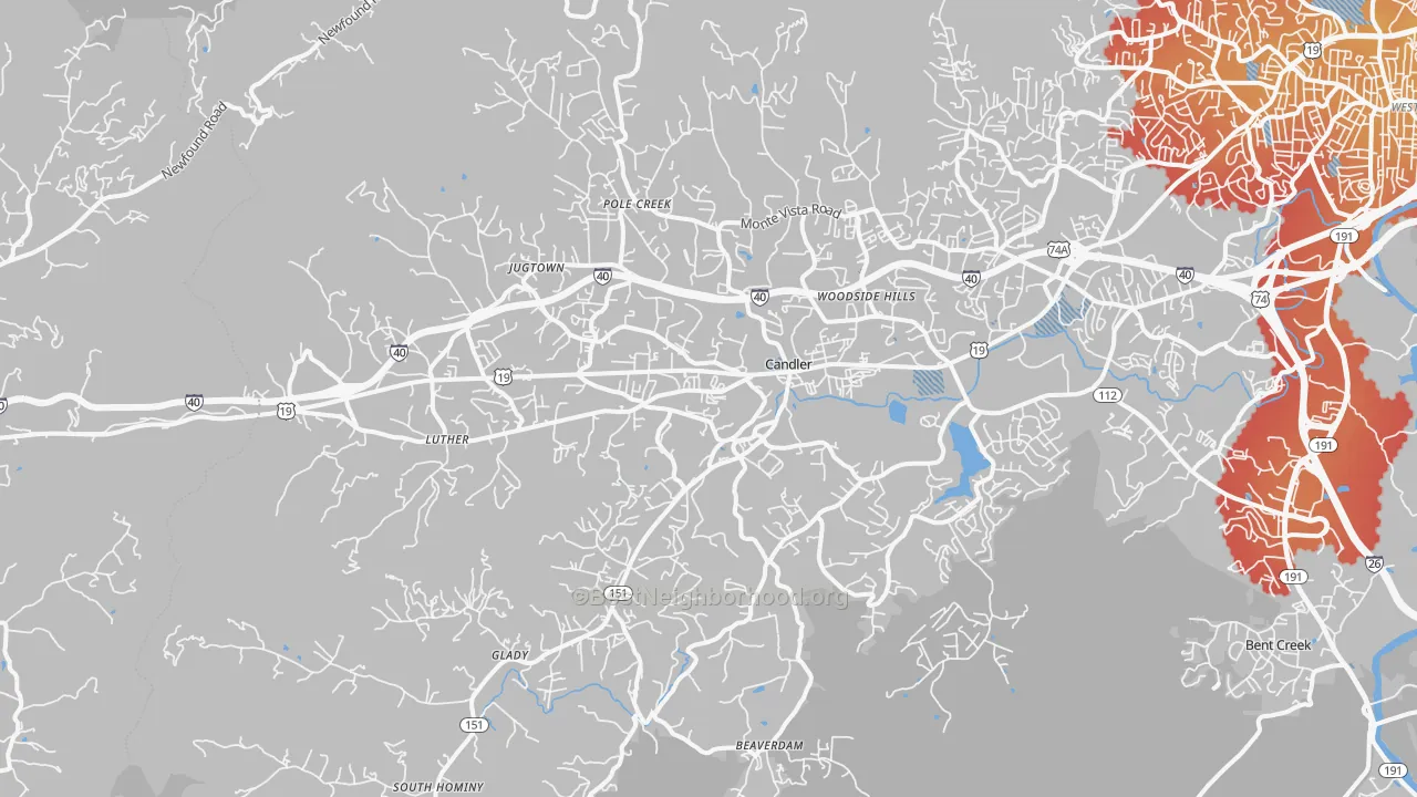 Transit Grade map of Candler, NC
