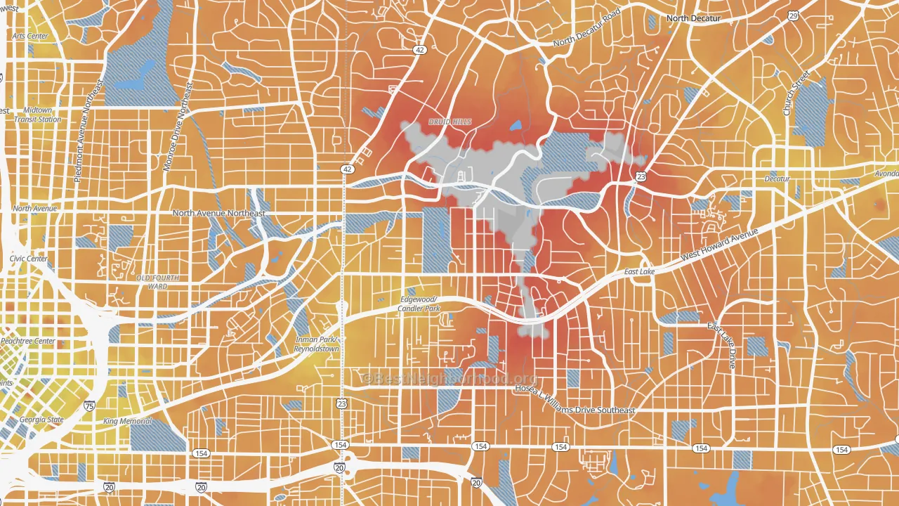 Transit Grade map of Candler Park, Atlanta, GA