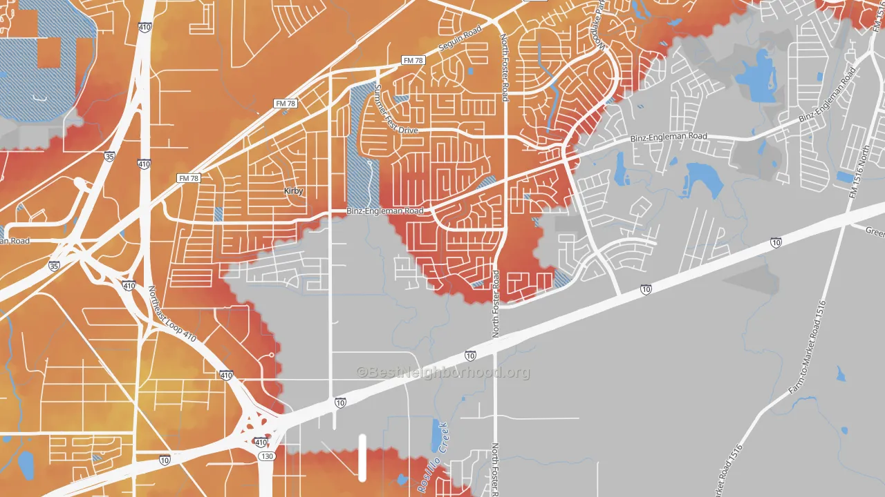 Transit Grade map of Candlewood Park, San Antonio, TX