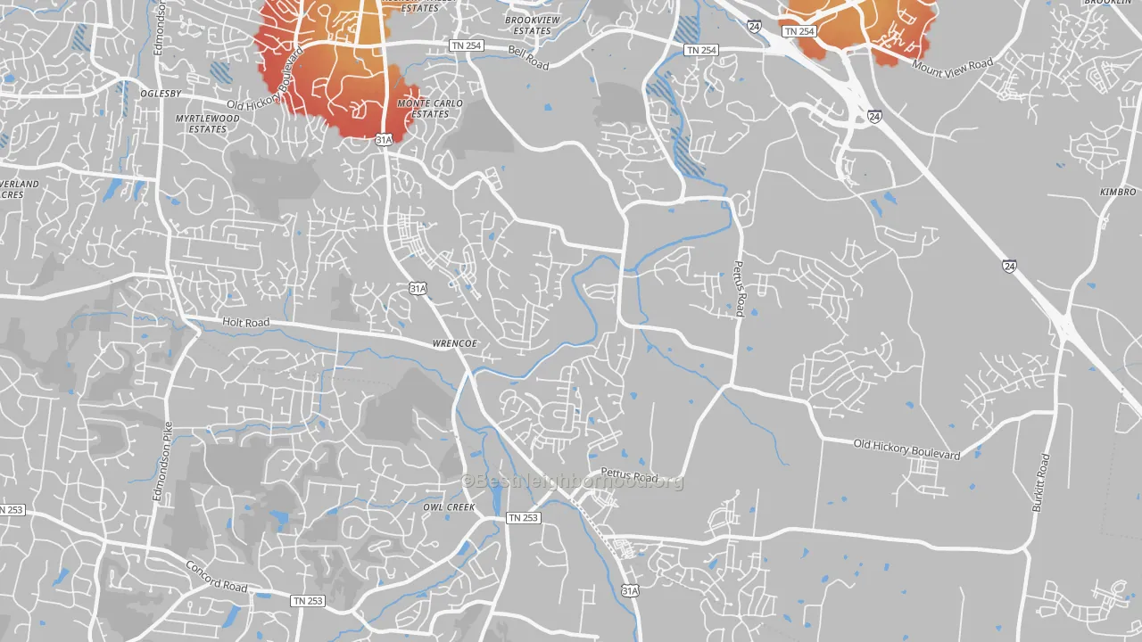 Transit Grade map of Cane Ridge, Antioch, TN
