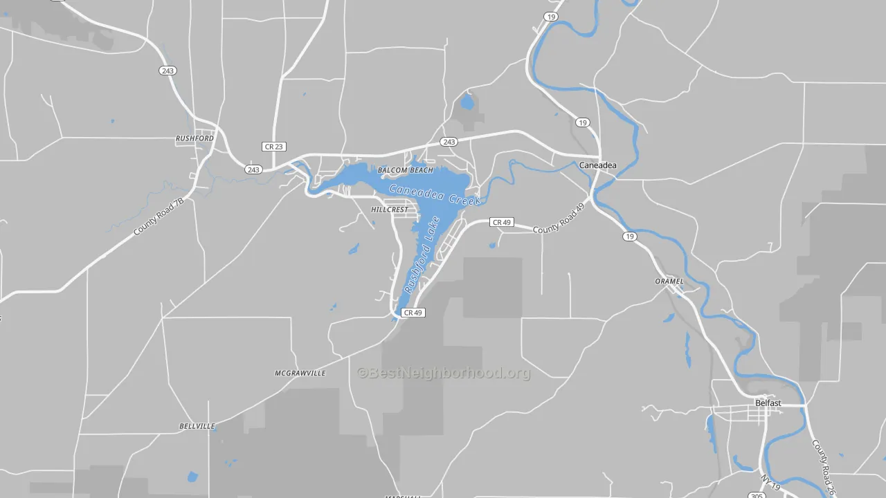 Transit Grade map of Caneadea, NY