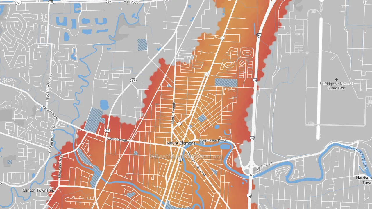 Transit Grade map of Canfield Manor, Mount Clemens, MI