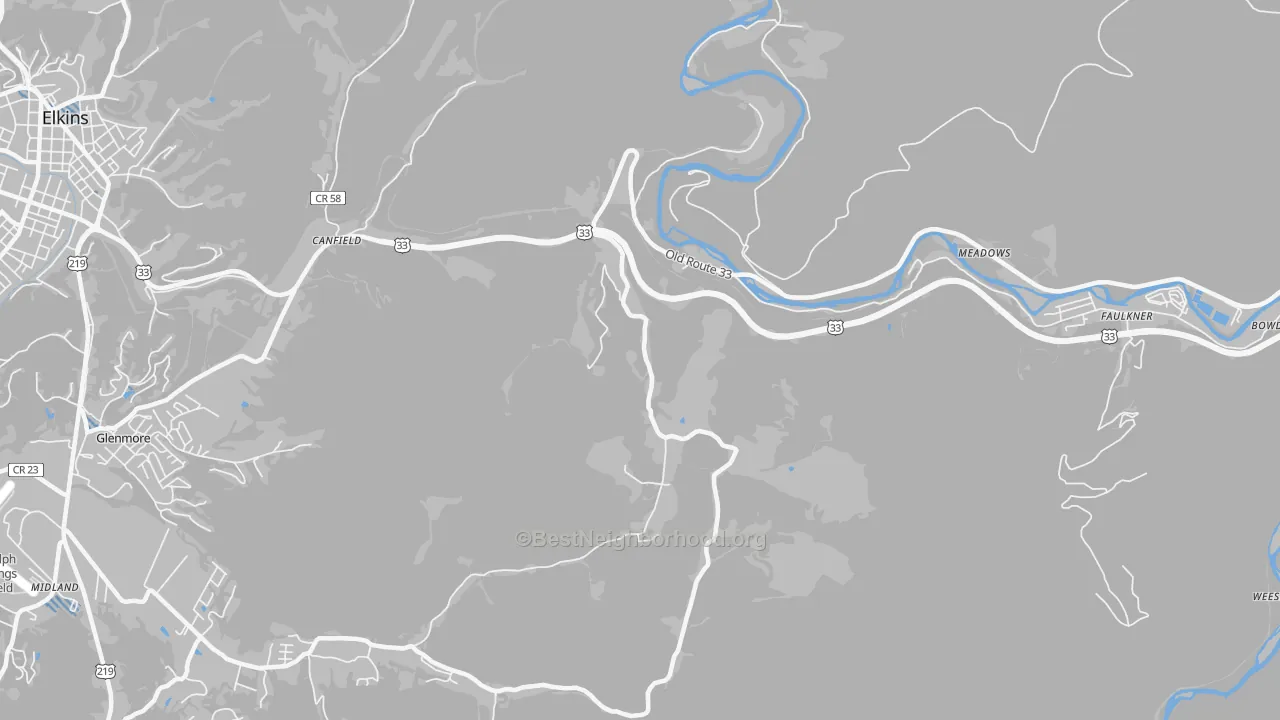 Transit Grade map of Canfield, WV