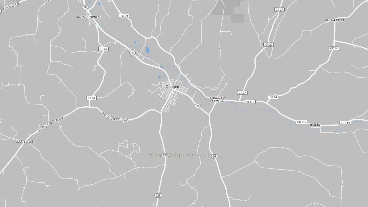 Transit Grade map of Canisteo, NY