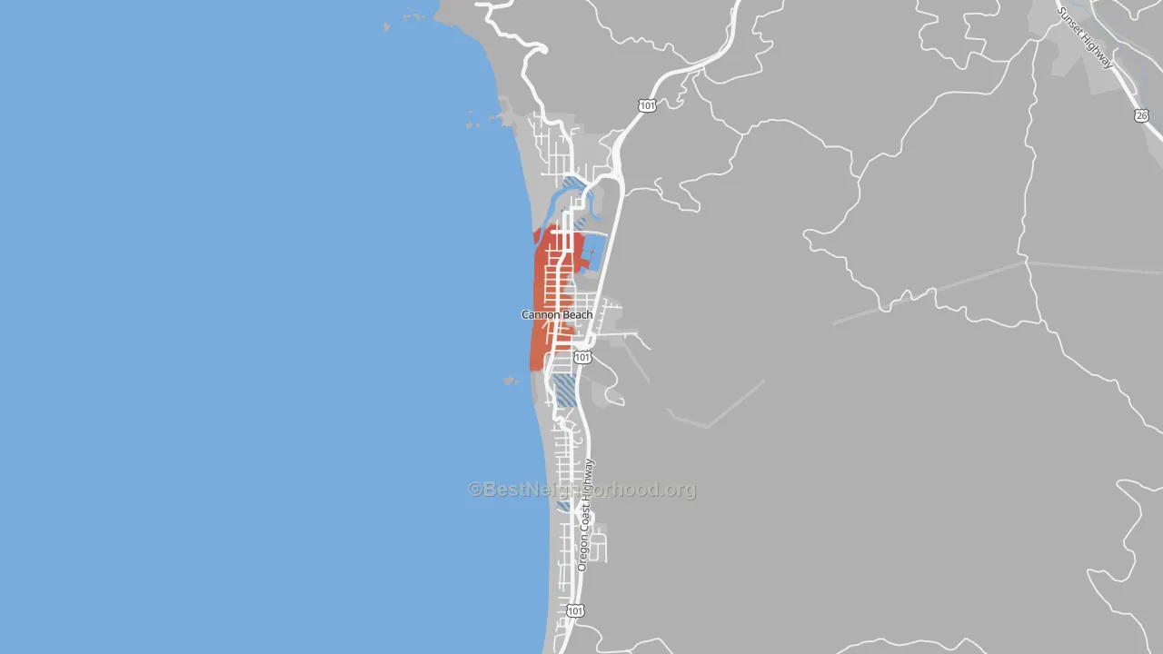 Transit Grade map of Cannon Beach, OR