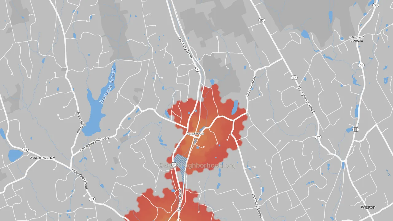 Transit Grade map of Cannondale, CT