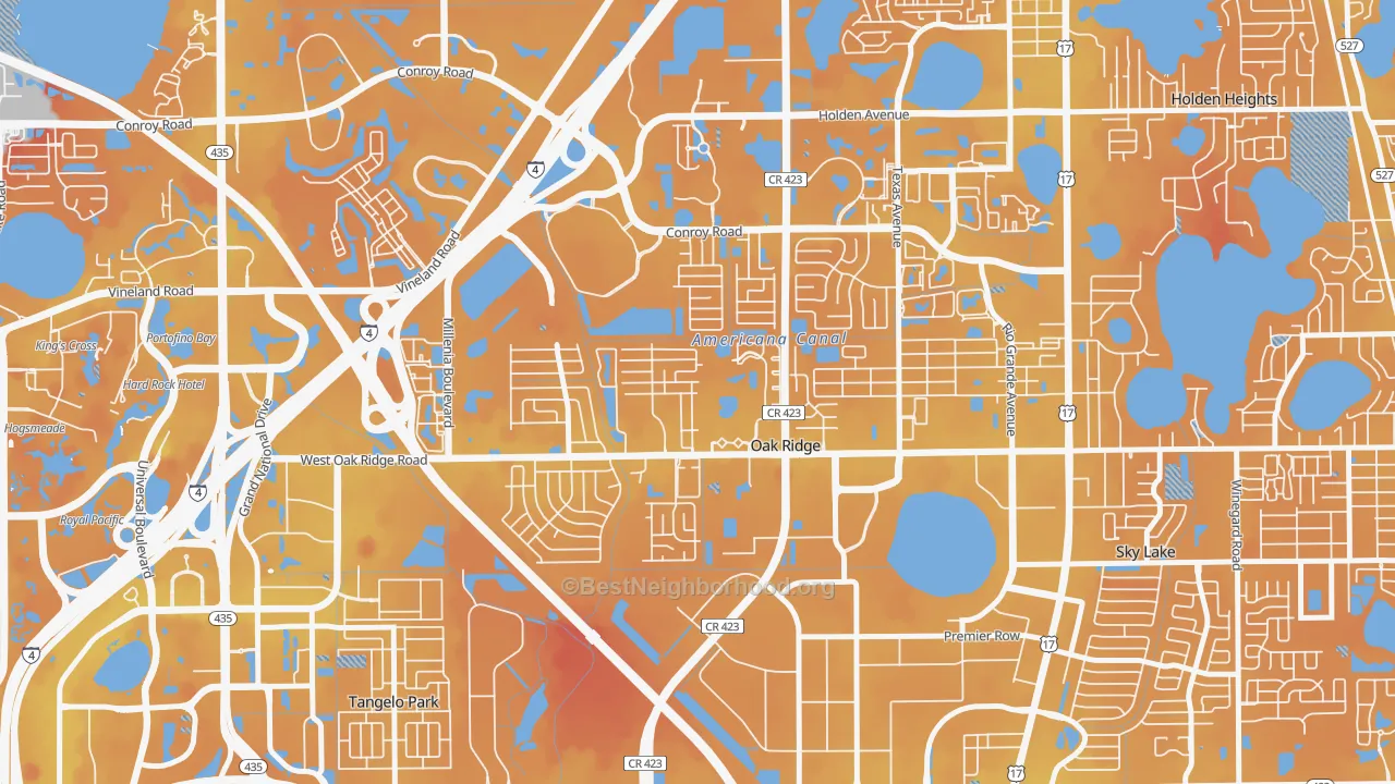 Transit Grade map of Cannongate-Orlando, Oak Ridge, FL