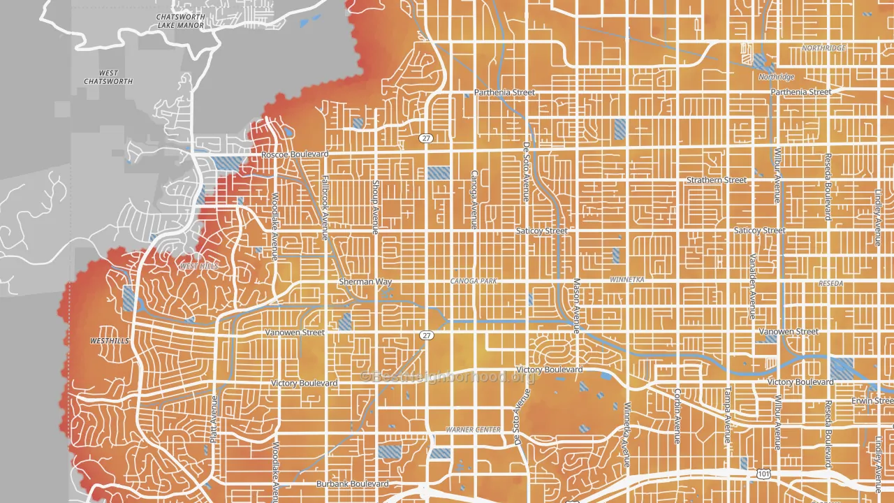 Transit Grade map of Canoga Park, CA