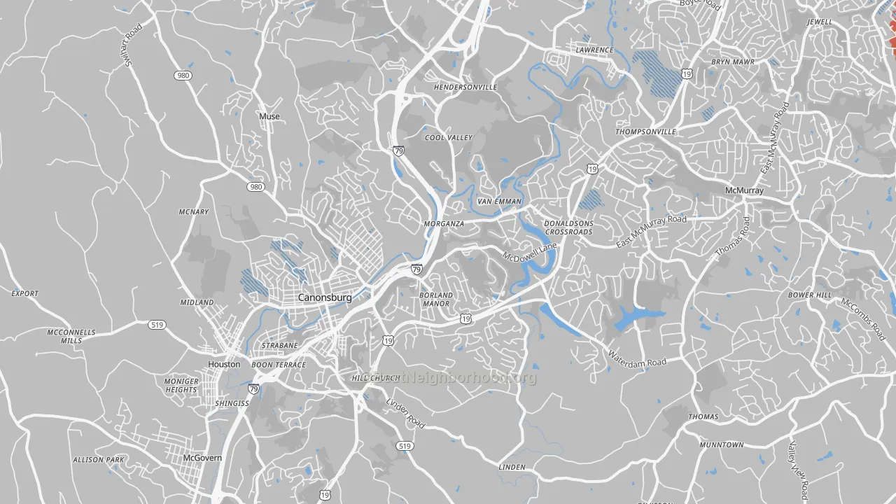 Transit Grade map of Canonsburg, PA
