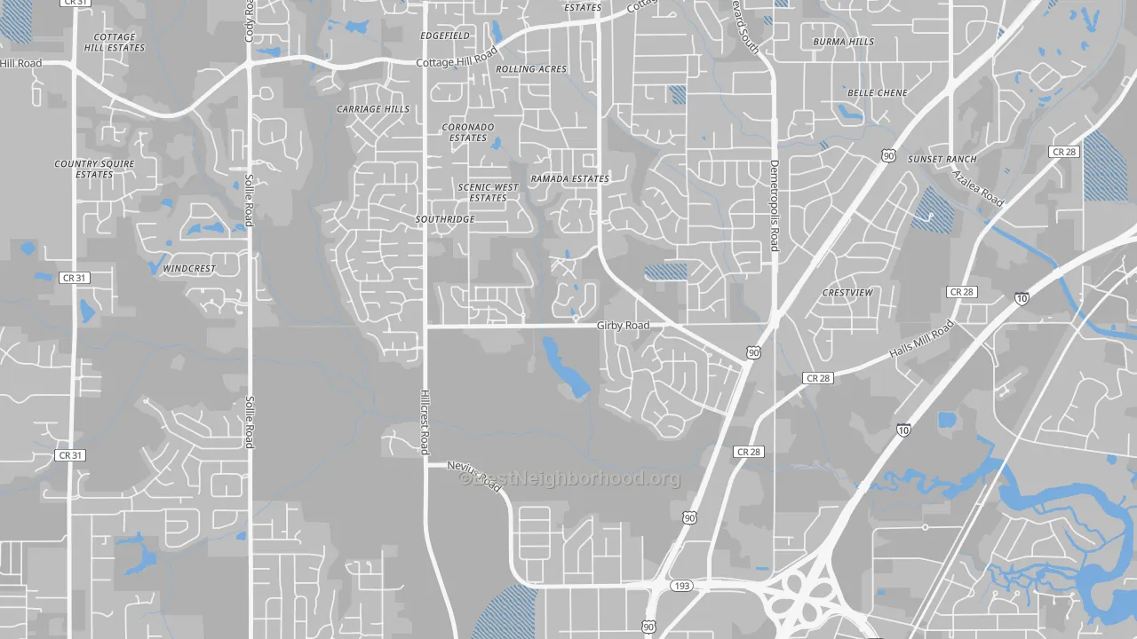Transit Grade map of Canterbury, Mobile, AL