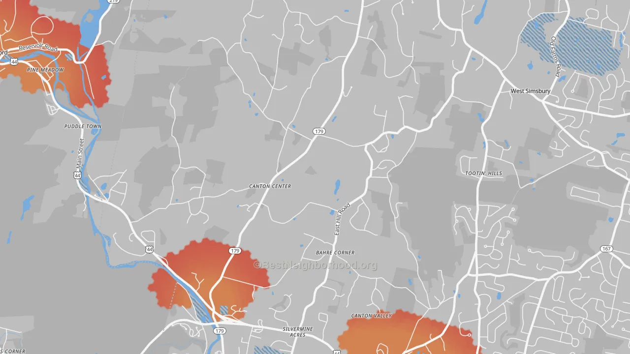 Transit Grade map of Canton Center, CT