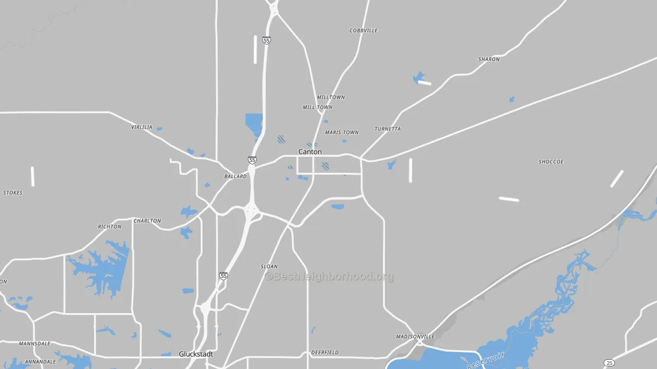 Transit Grade map of Canton, MS