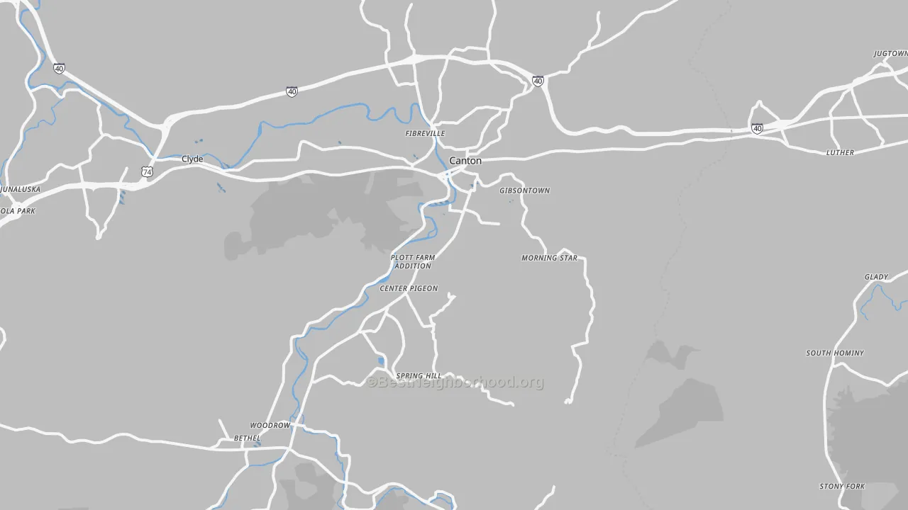 Transit Grade map of Canton, NC