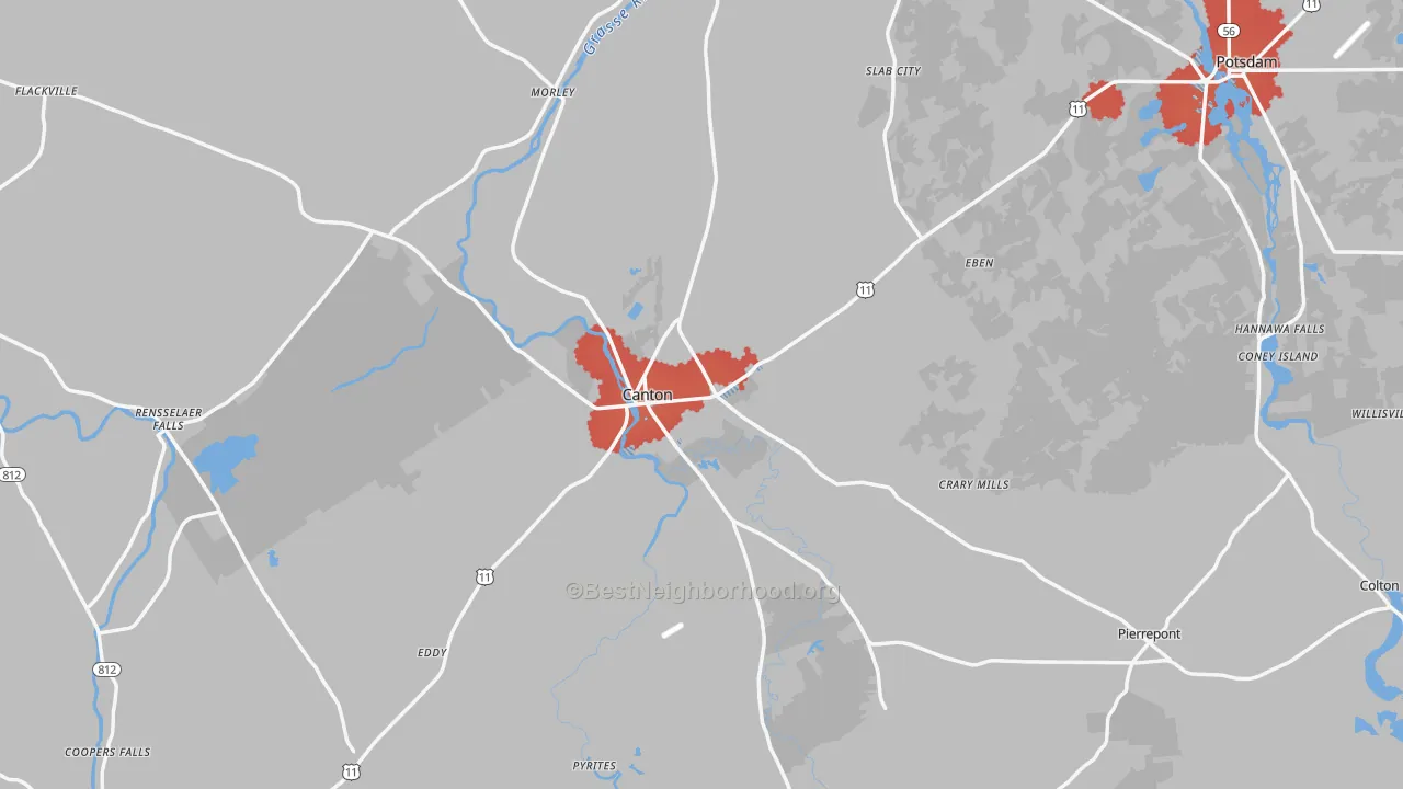 Transit Grade map of Canton, NY
