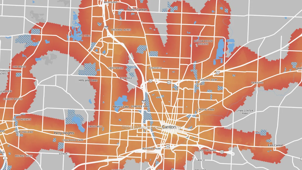 Transit Grade map of Canton, OH