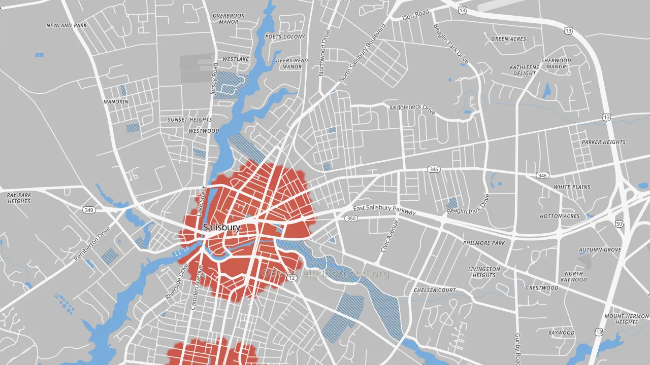 Transit Grade map of Canton, Salisbury, MD