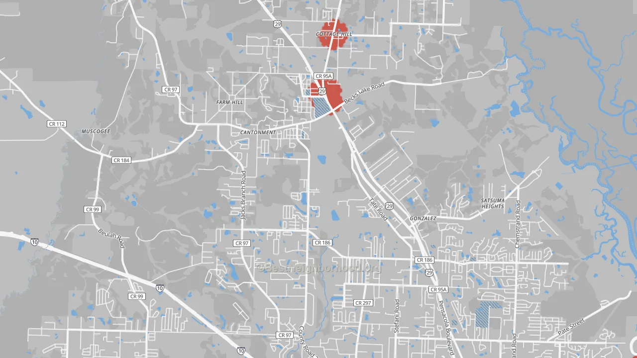 Transit Grade map of Cantonment, FL