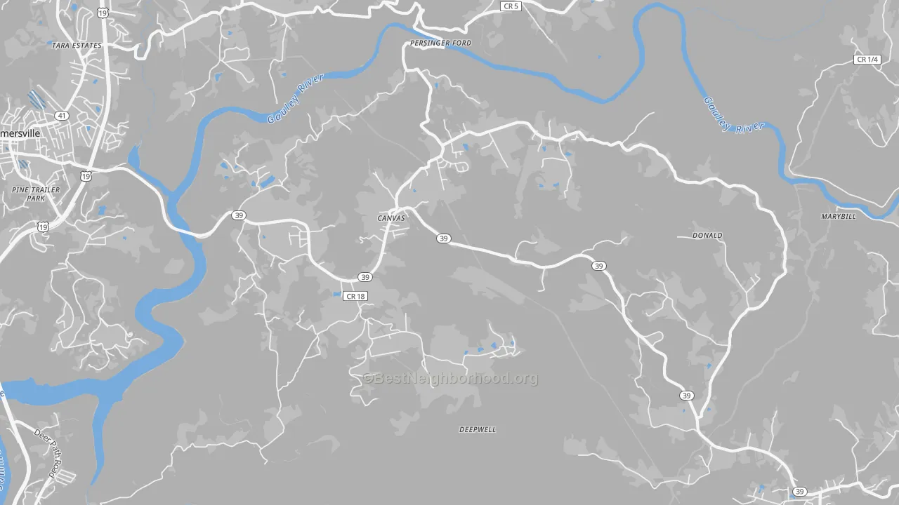 Transit Grade map of Canvas, WV