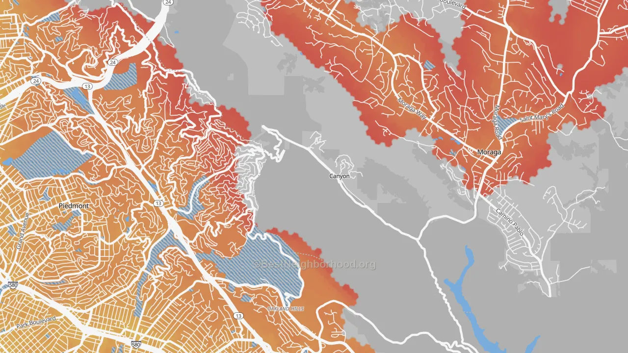 Transit Grade map of Canyon, CA