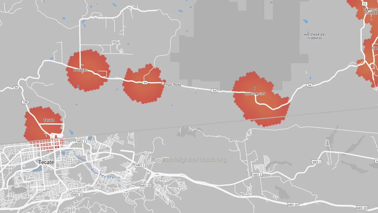 Transit Grade map of Canyon City, CA