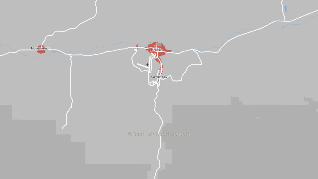 Transit Grade map of Canyon City, OR