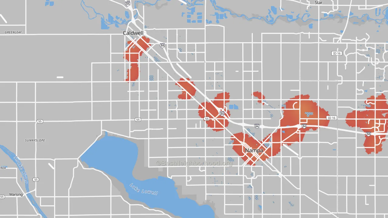 Transit Grade map of Canyon County, ID