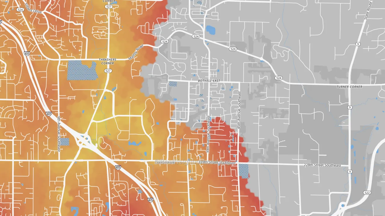Transit Grade map of Canyon Creek-39th SE, Bothell, WA
