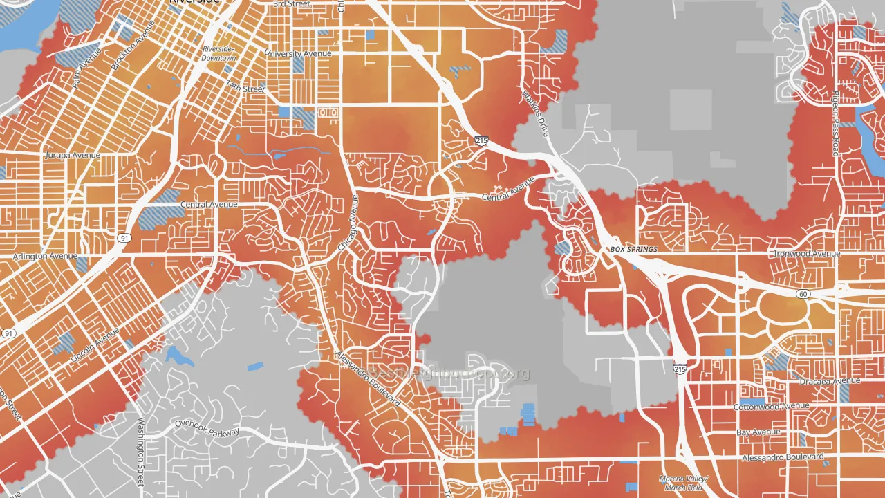 Transit Grade map of Canyon Crest, Riverside, CA