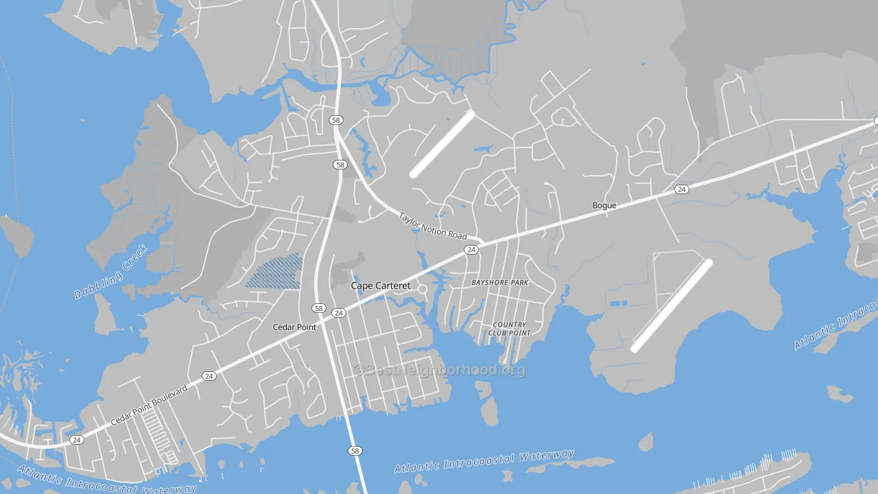 Transit Grade map of Cape Carteret, NC