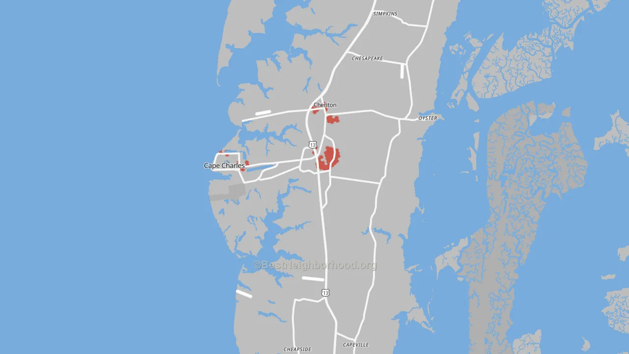 Transit Grade map of Cape Charles, VA