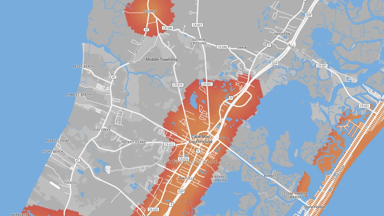 Transit Grade map of Cape May Court House, NJ