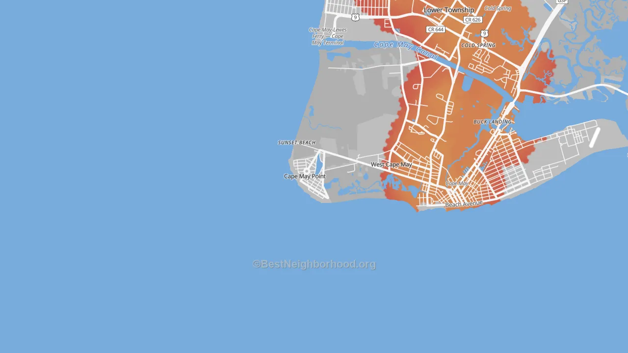 Transit Grade map of Cape May Point, NJ