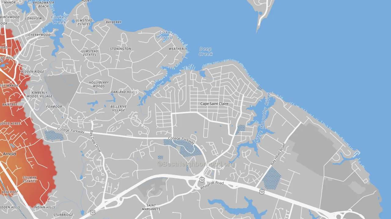 Transit Grade map of Cape St. Claire, MD